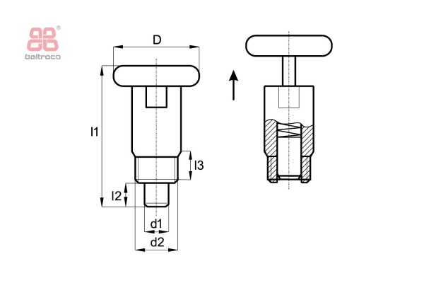 Trekpal zonder vergrendeling D-24mm - d2-M12